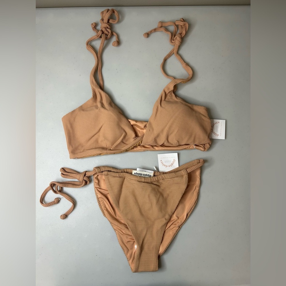 Anthropologie Dippin Daisys Zuma Twist Front Waffle Knit Bikini Size Large NWT - Picture 3 of 7